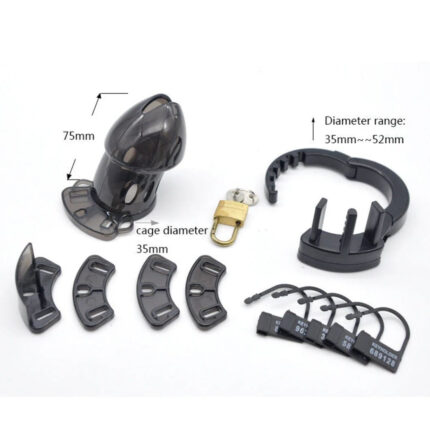 Transparent Plastic Chastity Cage with Adjustable Rings
